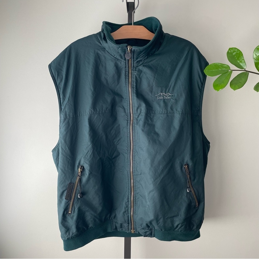 Vintage Stormtech Lake Tahoe Full Zip Vest Forest Green Fleece Lined Mens 2XL
